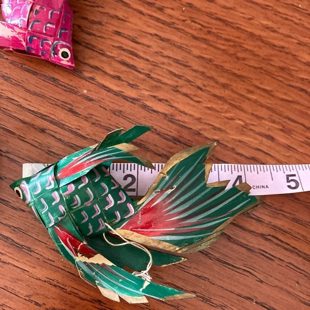 Hanging birds and fish Vintage Oragami painted missing some paint